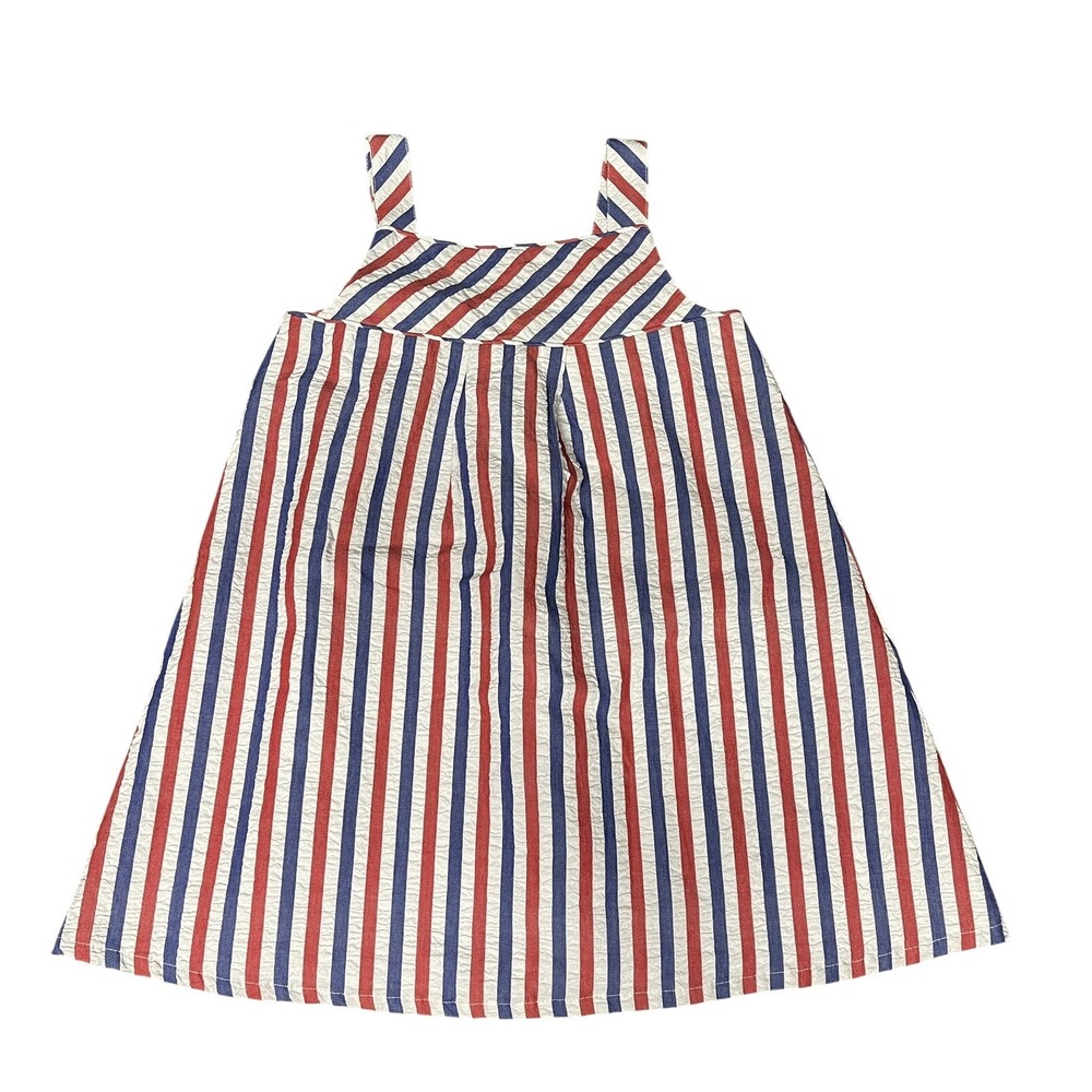 Tommy Bahama Girls Seersucker Striped Sun Dress Size 7 Patriotic beach americana